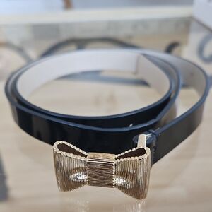 Kate Spade Black Belt with Gold Bow